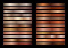 Gold cooper bronze silver and golden foil texture gradation background set design for frame ribbon coin abstract illustration vector