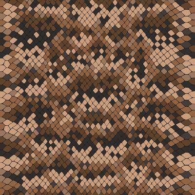 Snake skin, reptile camouflage pattern for fabric design. Animal print, seamless python texture. Abstract brown leather background