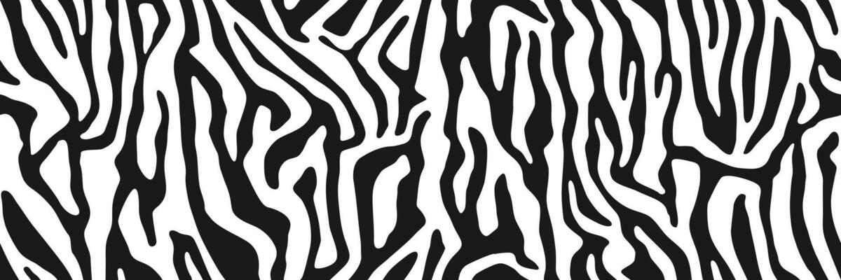 Zebra fur repeating texture. Animal print, skin stripes. Jungle wild style wallpapers. Black and white seamless pattern