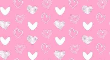 Doodle hearts seamless pattern. Simple cute Valentines day background. vector