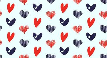 Doodle hearts seamless pattern. Simple cute Valentines day background. vector