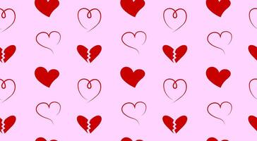 Doodle hearts seamless pattern. Simple cute Valentines day background. vector