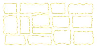Set rectangle and square paper quote frames, quote text box, empty form with wavy edge. Dilog or title border. Hand drawn speech bubble. vector