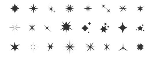 Set shine sparkle icon glare,light,blink star minimal shape, burst and rays decoration. Twinkle magic comic shine isolated on white background. vector