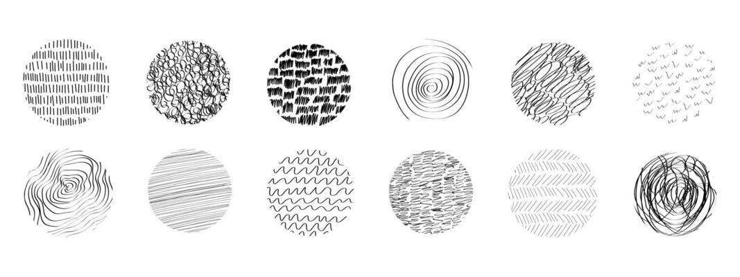 Textures set, collection hand drawn abstract monochrome brush marks. Doodle shapes spots, drops, curves and lines. Contemporary modern trendy