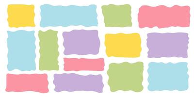 Set rectangle and square paper quote frames, quote text box, empty form with wavy edge. Dilog or title border. Hand drawn speech bubble. vector