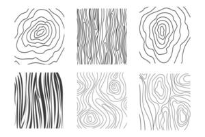 Wood texture material doodle hand drawn line. Tree trunk geometric curve and wave contour. Rings and circles. vector