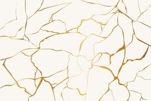 Kintsugi gold simple break lines, asian geaometric crackle. Surface with crack print, effect. Moderm cover golden broken texture. vector