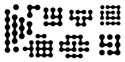 Metaball round simple blob morph balls. Abstract shape, arganic geometric fluids isolated on white background. Connected dots nerve cell dots or computer nano. vector