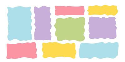 Set rectangle and square paper quote frames, quote text box, empty form with wavy edge. Dilog or title border. Hand drawn speech bubble. vector