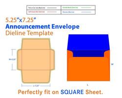 A-7 Announcement Envelope Dieline Template With 3D Design vector