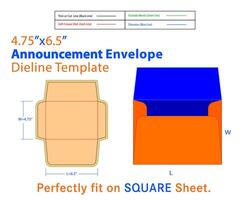A-6 Announcement Envelope Dieline Template With 3D Design vector