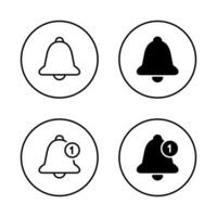 Notification bell icon set on circle line vector