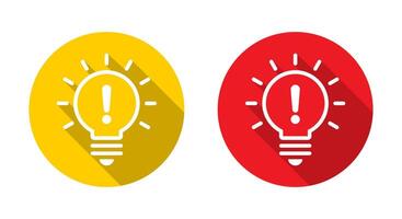 Exclamation mark bulb with long shadow. Warning concept vector