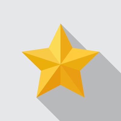 Star flat icon with long shadow