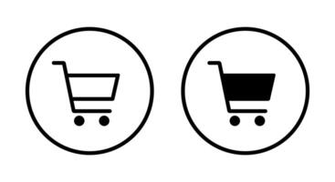 Trolley, shopping cart icon on circle line vector