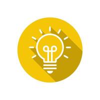 Light bulb line icon with long shadow. Insight sign symbol vector