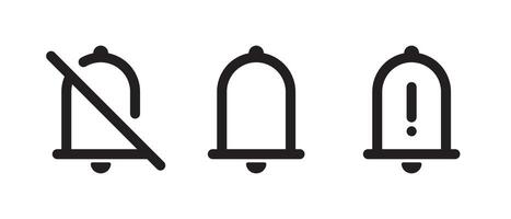 Bell notification icon set in line style vector