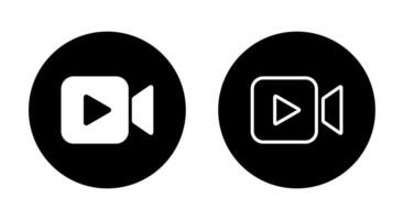 camera with play button icon on black circle. Camcorder concept vector
