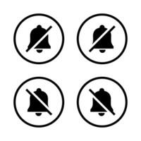 Mute bell icon set on circle line vector
