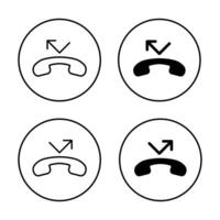 Missed call phone icon on circle line vector
