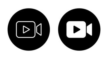 camera with play icon on black circle vector