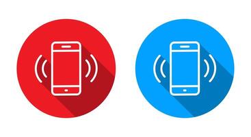 Vibration mode phone icon with long shadow. Cellphone vibrating sign symbol vector