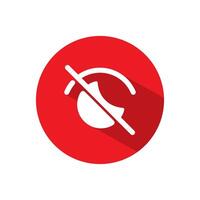 Sensitive content, cross eye icon with long shadow. Social media post hide concept vector