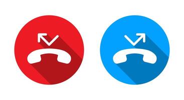Missed call phone icon set with long shadow vector