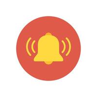 Ring bell flat icon on circle background vector