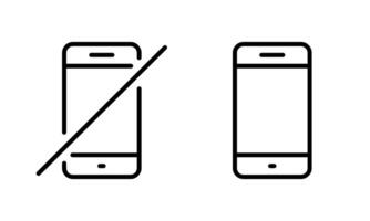 Turn off and turn on mobile phone icon in line style vector