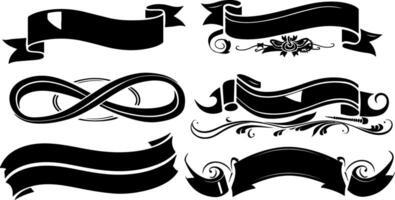 Ribbon banner and decorative element silhouette vector