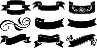 Ribbon banner and decorative element silhouette vector