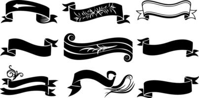 Ribbon banner and decorative element silhouette vector