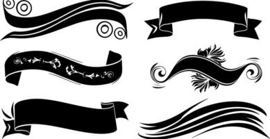 Ribbon banner and decorative element silhouette vector