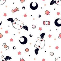 Halloween seamless pattern with cute bats vector