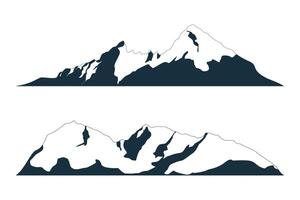 Collection of illustrations of peak views of mountain silhouettes vector