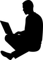 Men working and playing on laptop computers vector