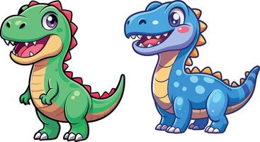 happy face dinosaur sticker vector