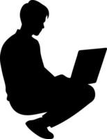 Men working and playing on laptop computers vector