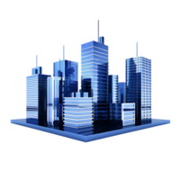 3d city model with buildings isolated on transparent background png