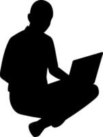 Men working and playing on laptop computers vector