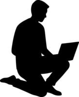 Men working and playing on laptop computers vector
