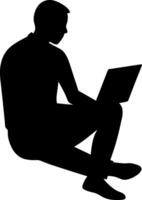Men working and playing on laptop computers vector