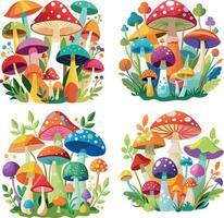 Set of different mushrooms vector