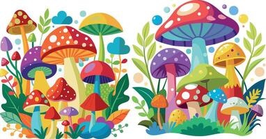 Set of different mushrooms vector