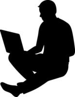 Men working and playing on laptop computers vector