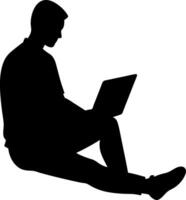 Men working and playing on laptop computers vector
