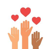 hands up with hearts icon vector