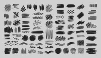 Grunge Hand Drawn pencil and marker Strokes on isolated background, Hand Drawn Illustration Set, Rough Monochrome vintage Graphic Elements, quick rough sketches and Scribbles vector